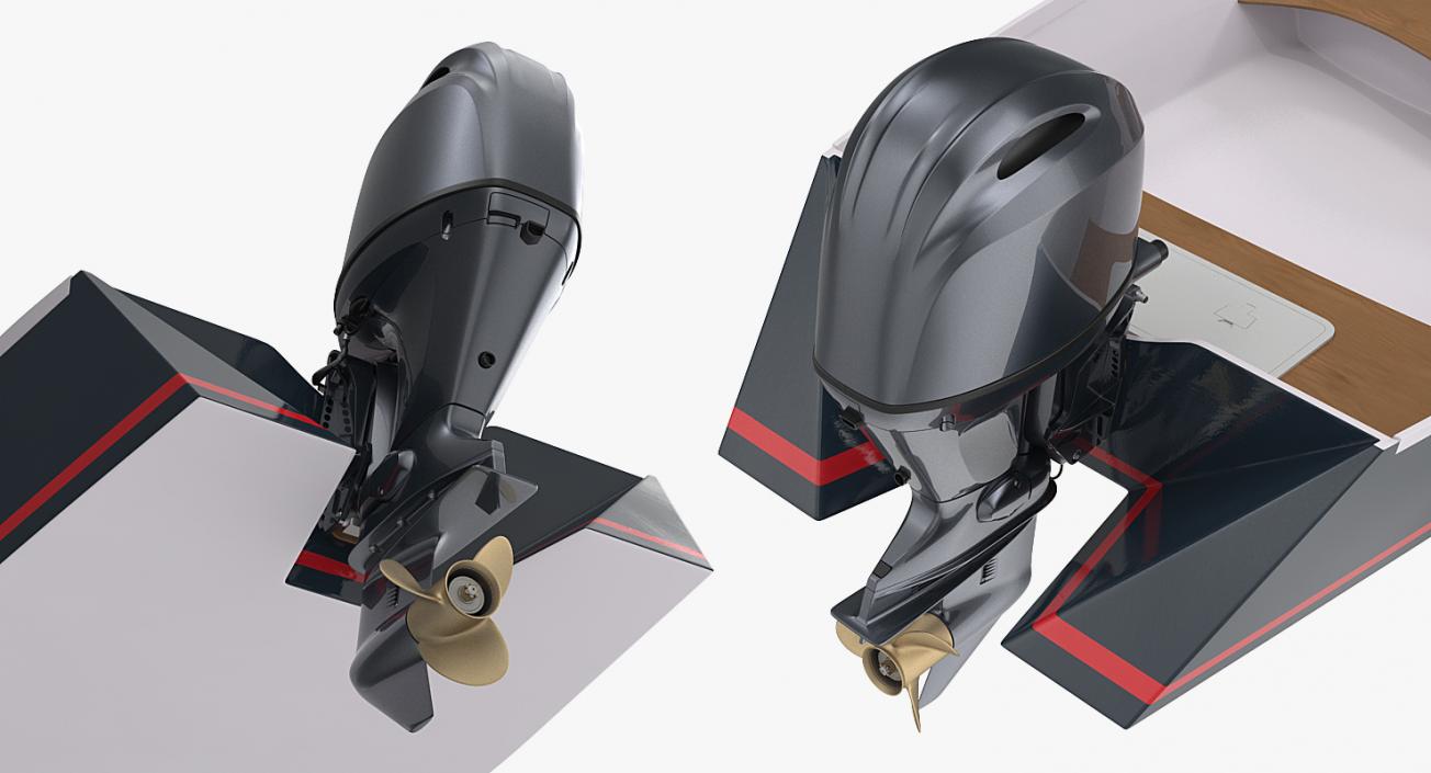 3D model Motorboat with Outboard Engine