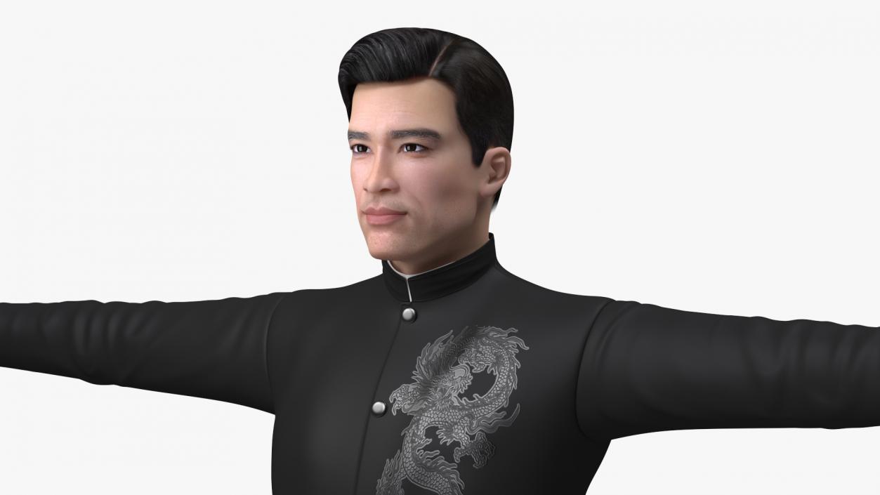 Asian Man Tunic Suit Rigged 3D