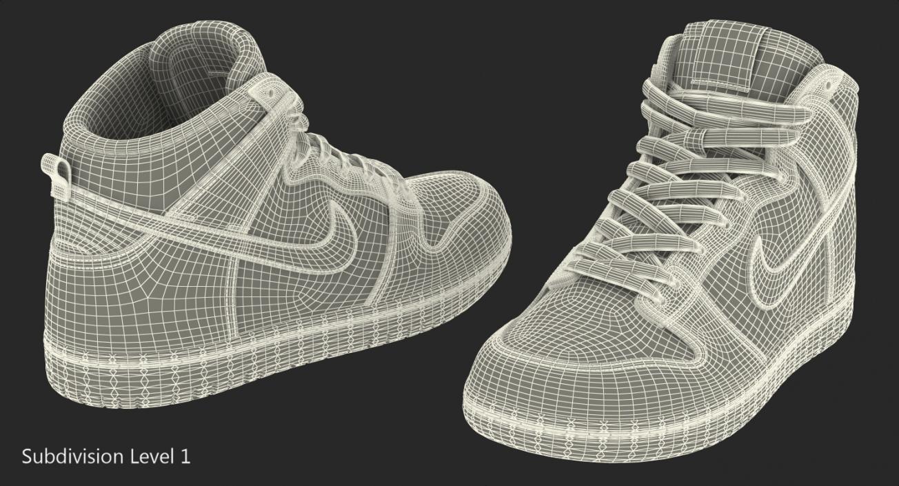 3D Skateboard Shoe Nike SB Dunk High Pro Black model