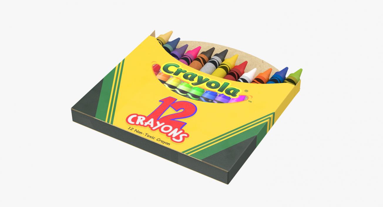 Opened Crayons Box 12 Count 3D