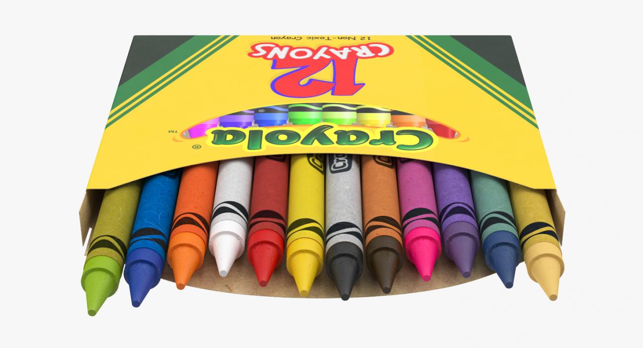 Opened Crayons Box 12 Count 3D