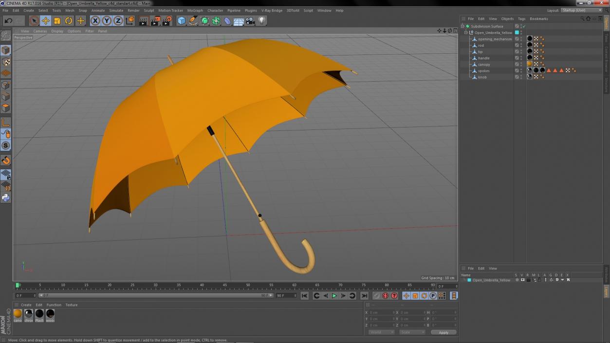 3D model Open Umbrella Yellow