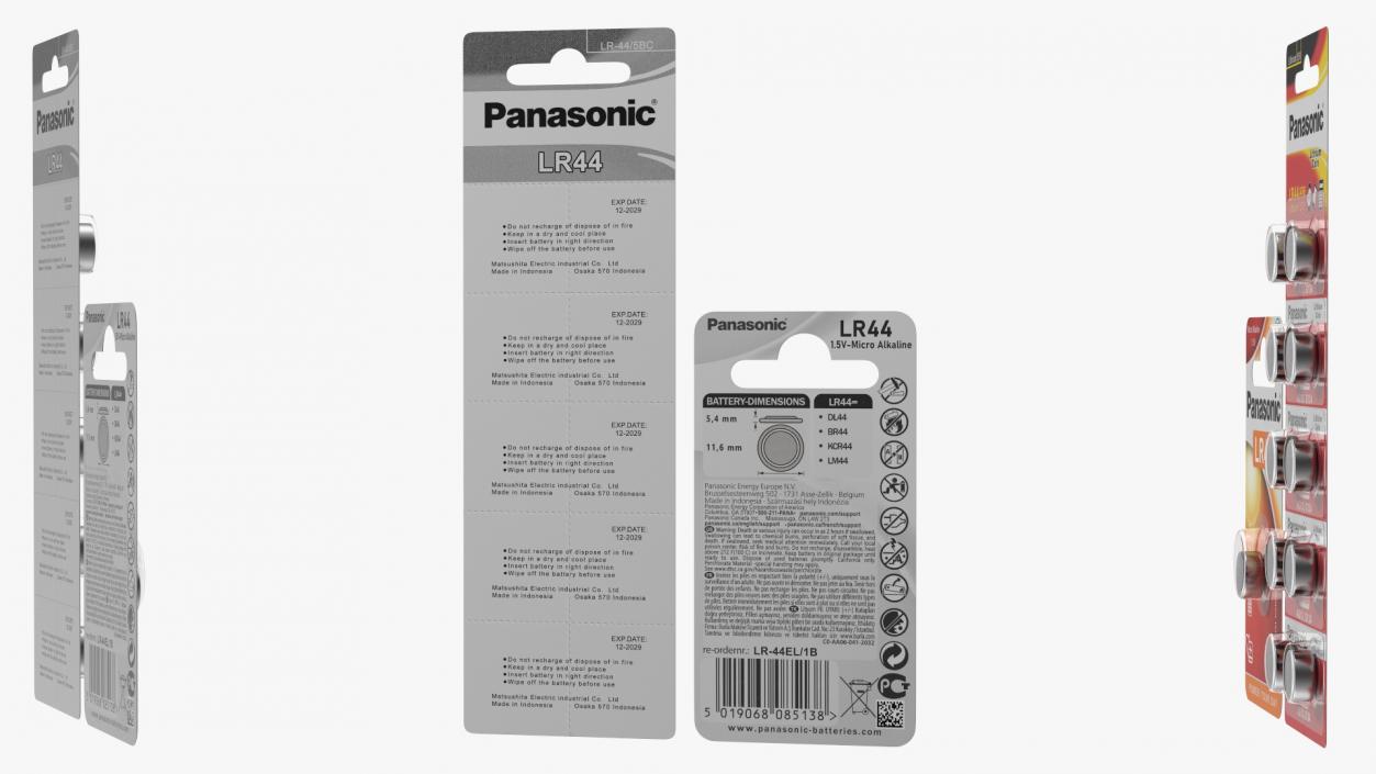 3D Panasonic LR44 Coin Battery Blister Package model
