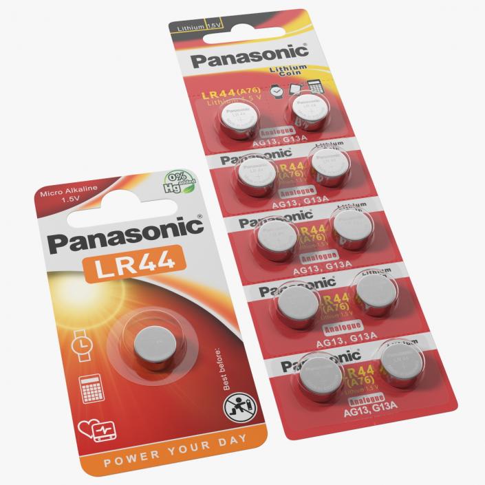 3D Panasonic LR44 Coin Battery Blister Package model