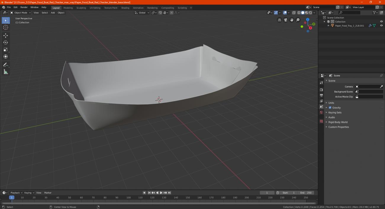 Paper Food Boat Red Checker 3D