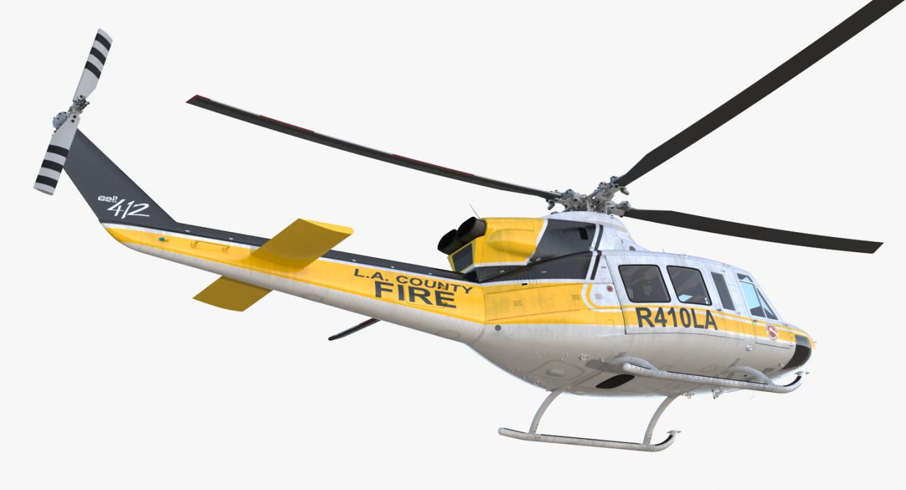 Bell 412 Fire Department Helicopter Rigged 3D