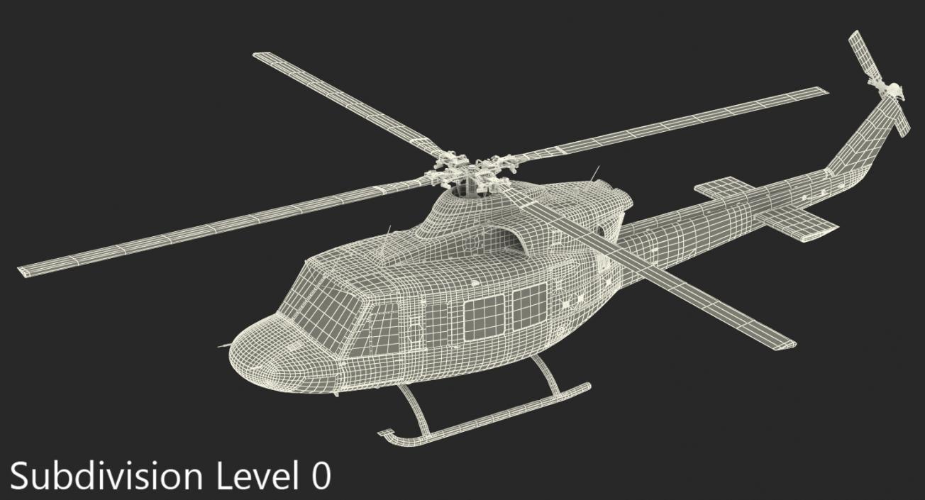 Bell 412 Fire Department Helicopter Rigged 3D