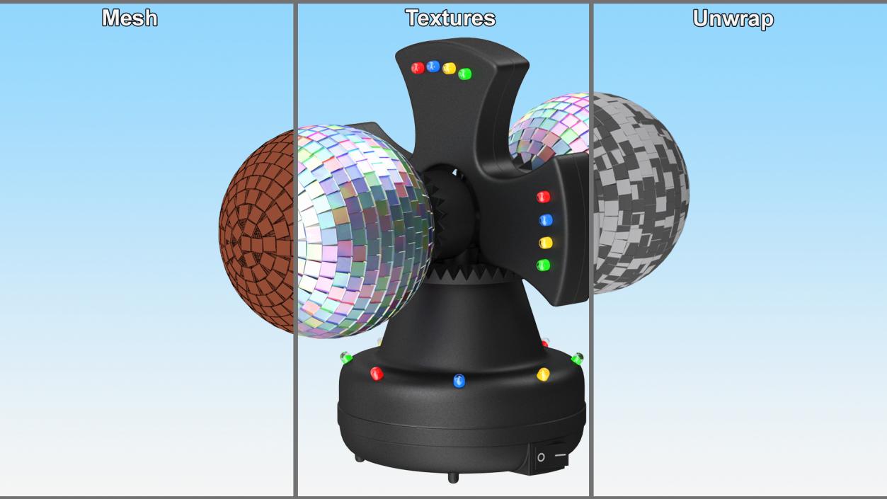 3D model Twin Disco Mirror Ball Switched on Rigged for Modo