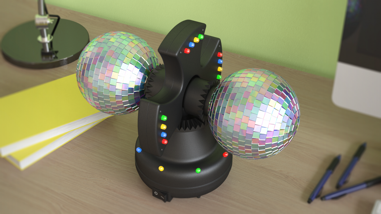 3D model Twin Disco Mirror Ball Switched on Rigged for Cinema 4D
