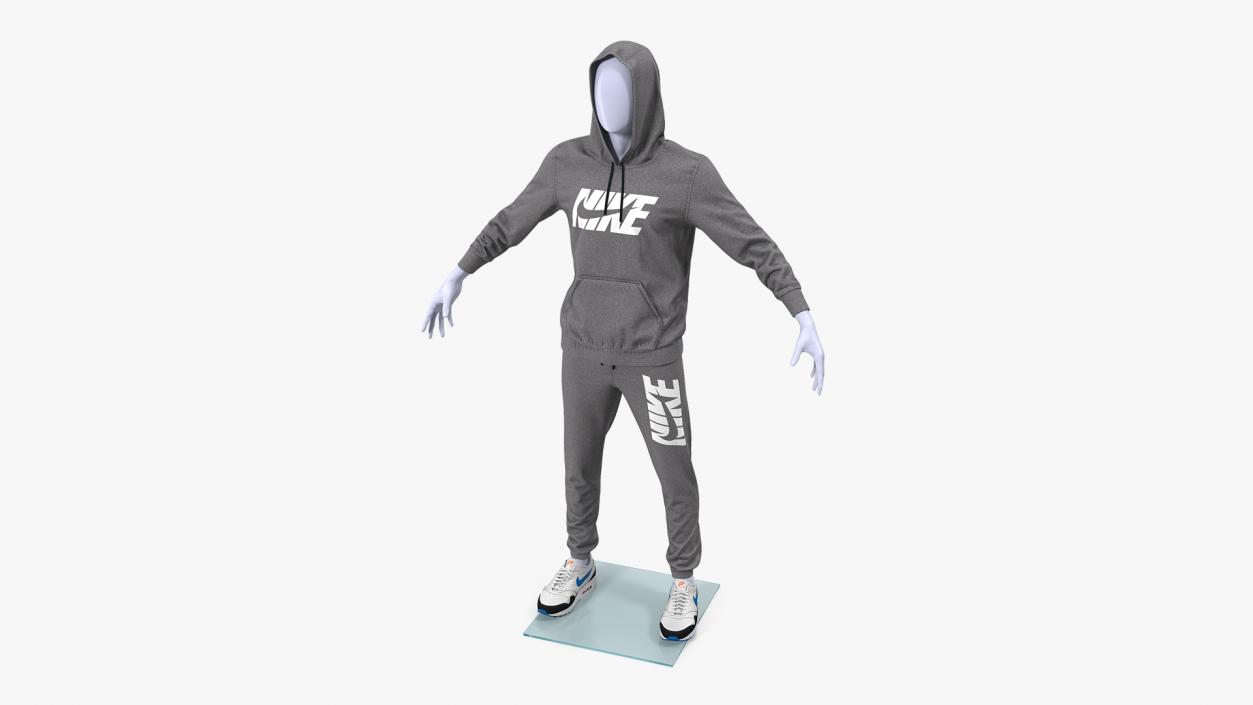 3D model Nike Sportswear Suit Anthrazit Raised Hood on Mannequin