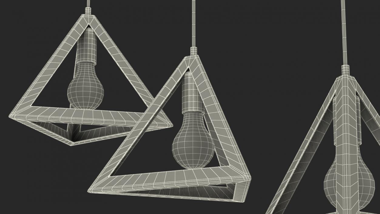 3D model Hanging 3-Lights Cluster White