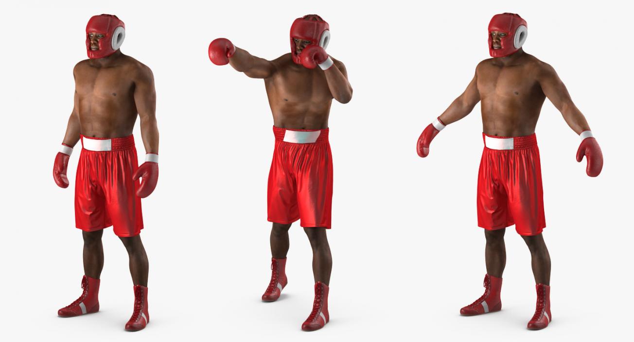 3D African American Boxer Red Suit Rigged model