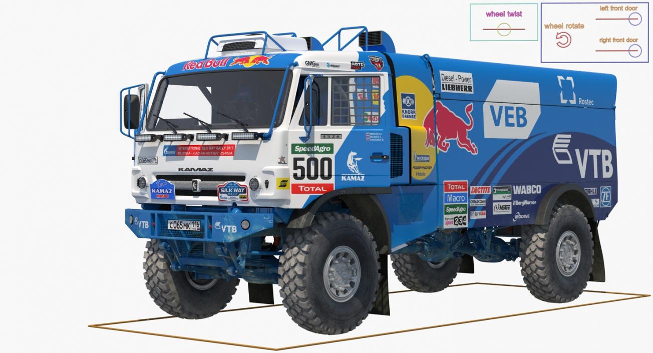 Dakar Racing Truck KAMAZ 4326 VK Rigged 3D model