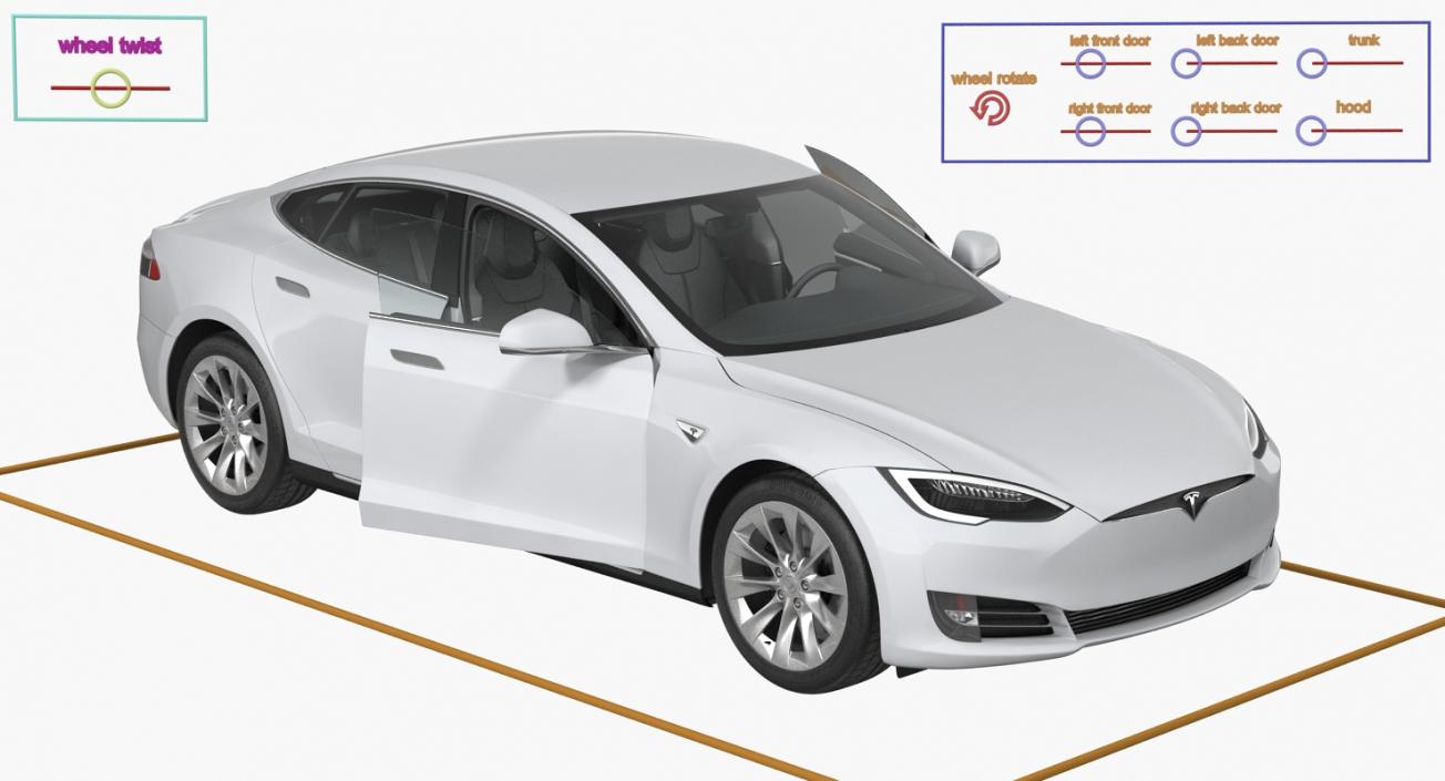 Tesla Model S 60D 2017 Rigged 3D model