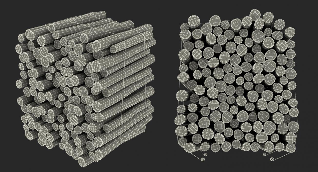 3D Pile of Small Wood Logs model