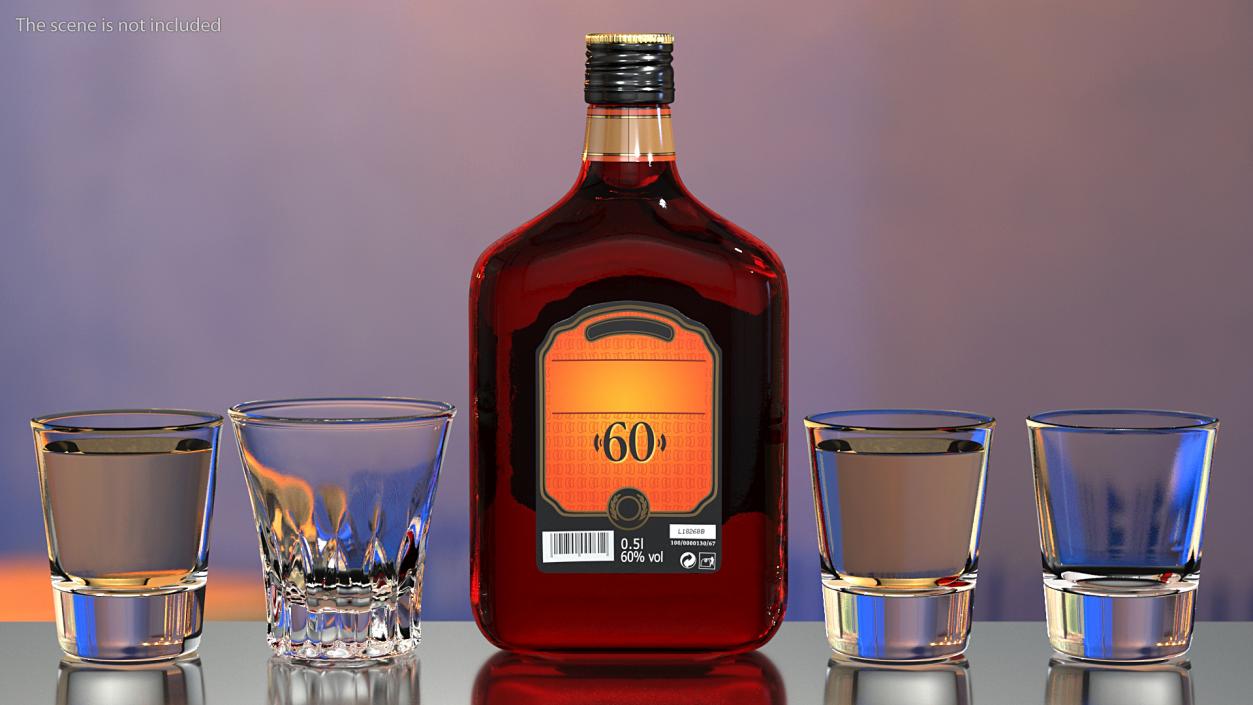 Rum Bottle 60 vol 3D
