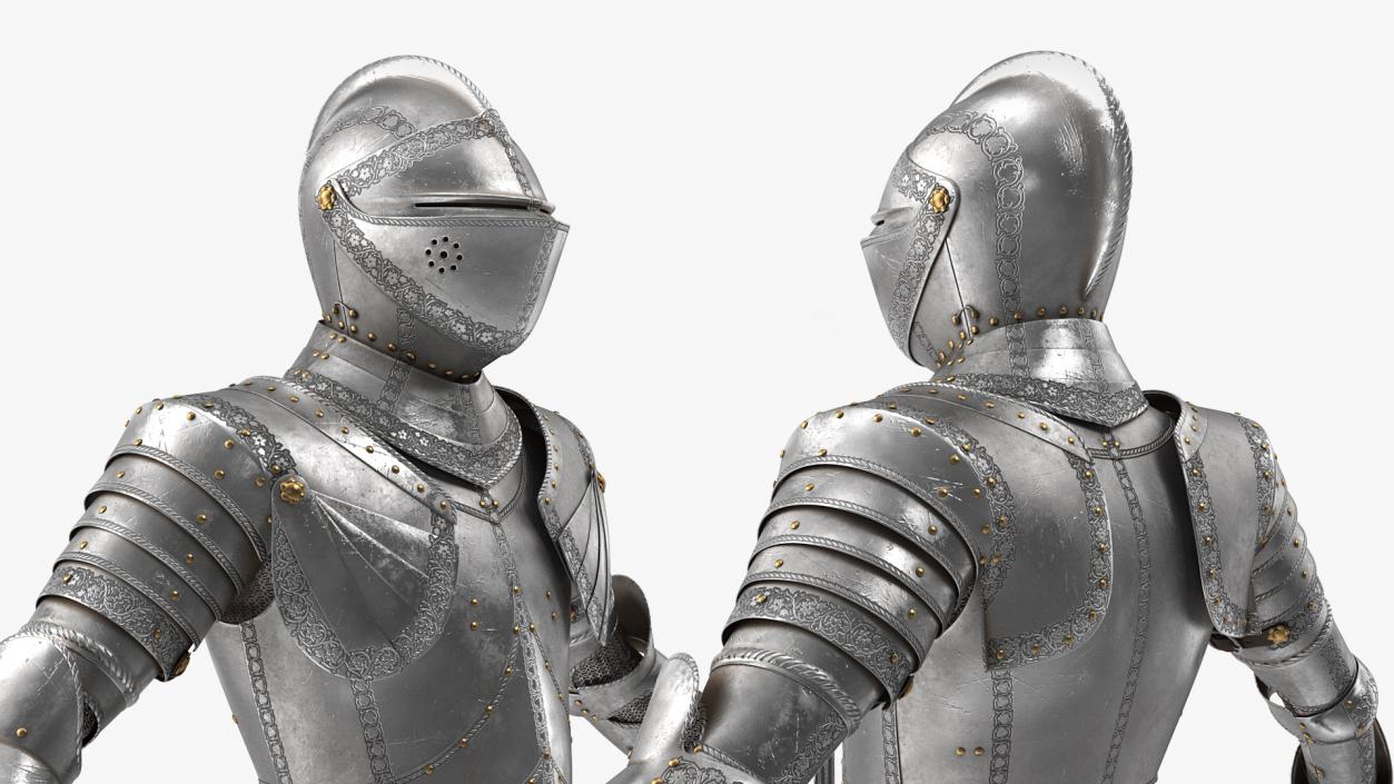 3D model Medieval Knight Plate Armor with Zweihander Rigged