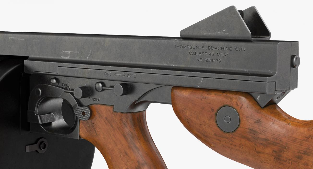 3D model Thompson 1928A1 with Round Drum Magazine