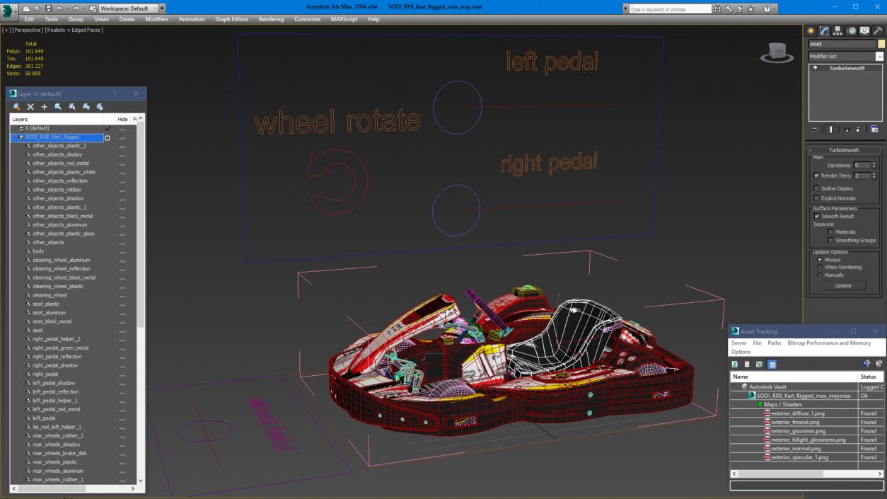 3D model SODI RX8 Kart Rigged