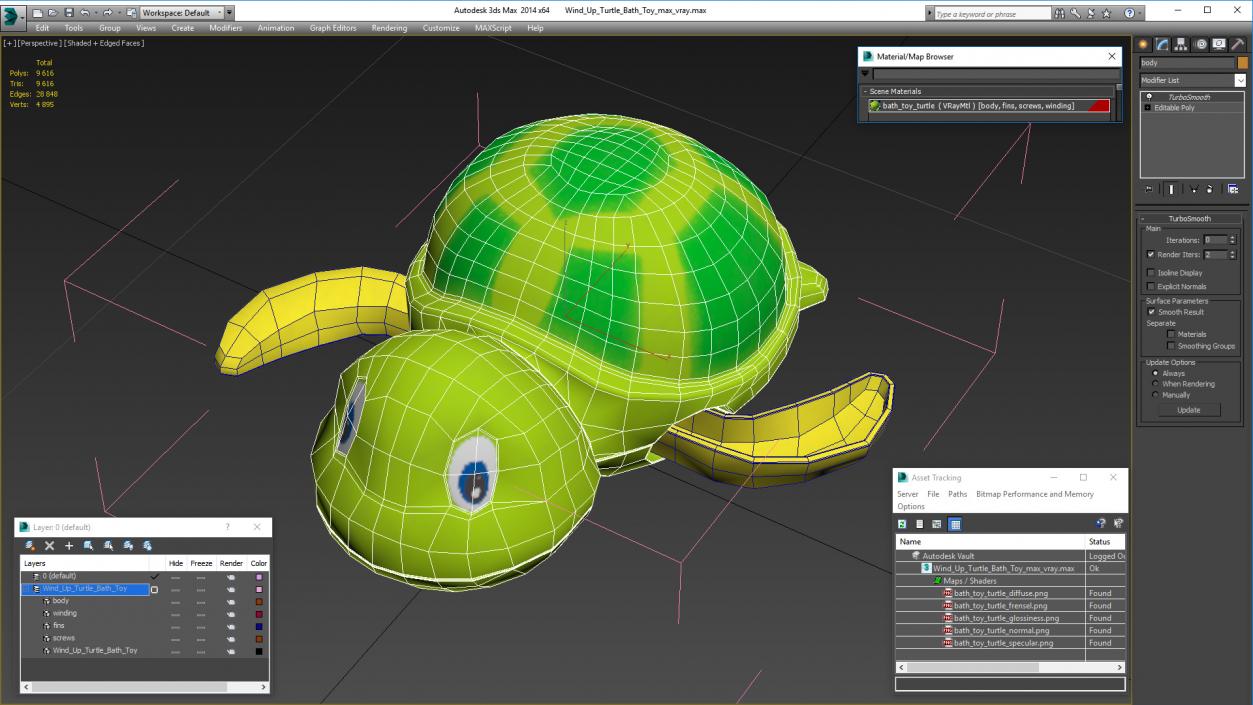 3D Wind Up Turtle Bath Toy model