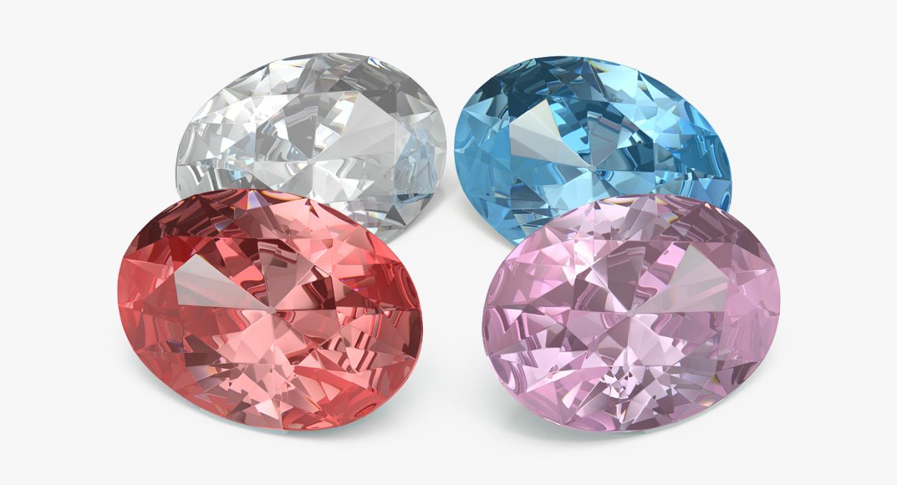 3D Oval Cut Diamonds Set