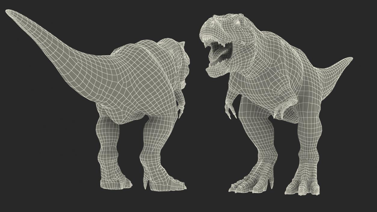 3D model Tyrannosaurus Rex Skeleton Fossil with Skin Rigged