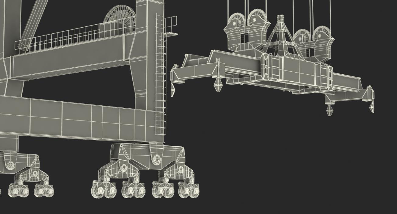 3D Quayside Container Crane Rigged