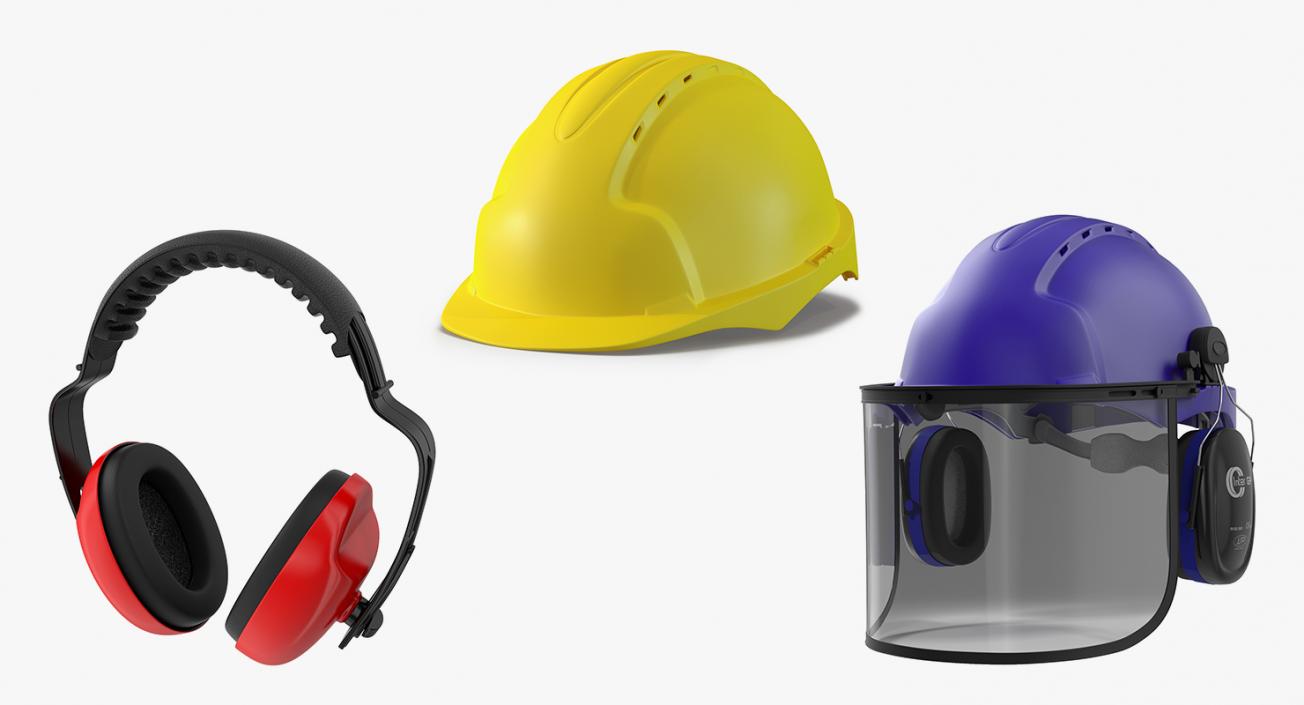 Protective Helmets and Headphones Collection 3D model