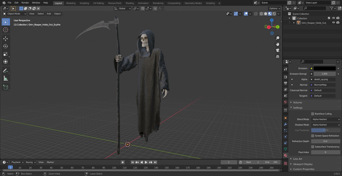 3D Grim Reaper Holds Out Scythe model