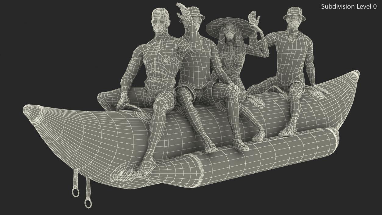 3D Banana Boat With People model