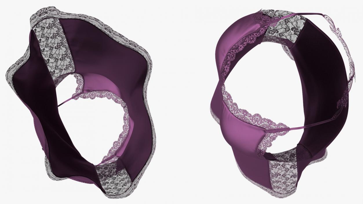 3D Women Sleepwear Satin Lace Purple model