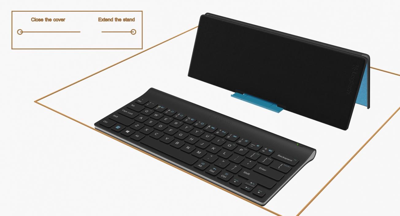 Logitech Tablet Keyboard with Cover Rigged 3D