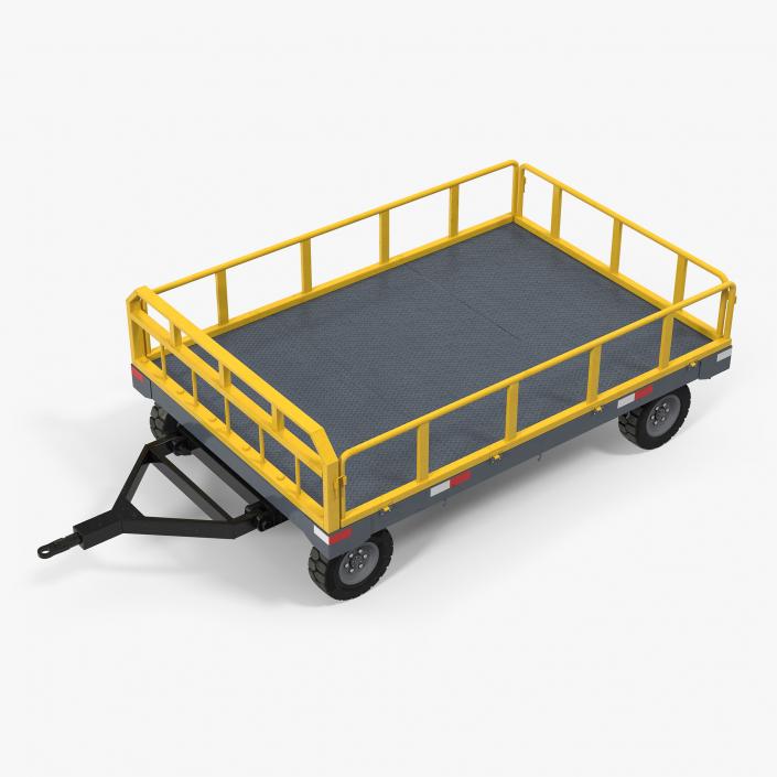 3D Airport Luggage Trolley Baggage Trailer Rigged