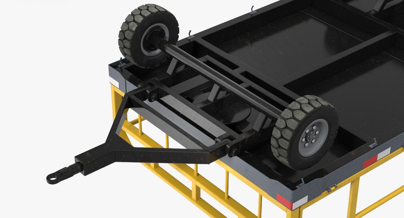 3D Airport Luggage Trolley Baggage Trailer Rigged