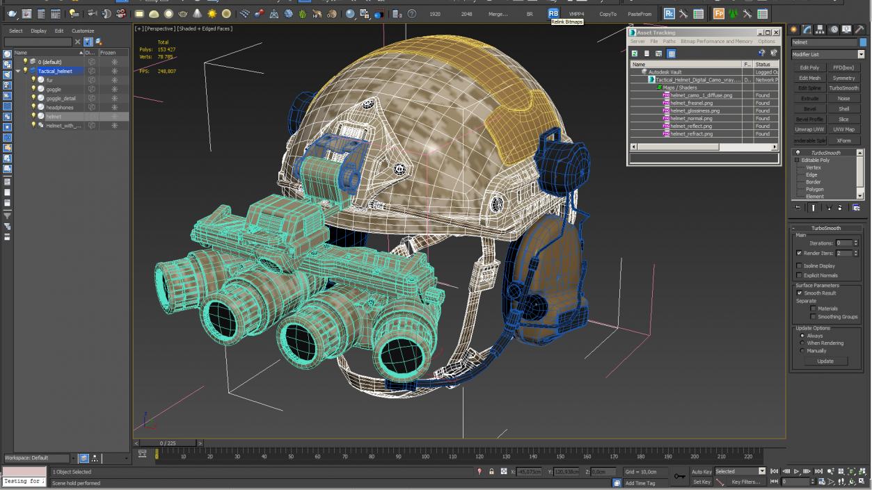 3D Tactical Helmet Digital Camo model
