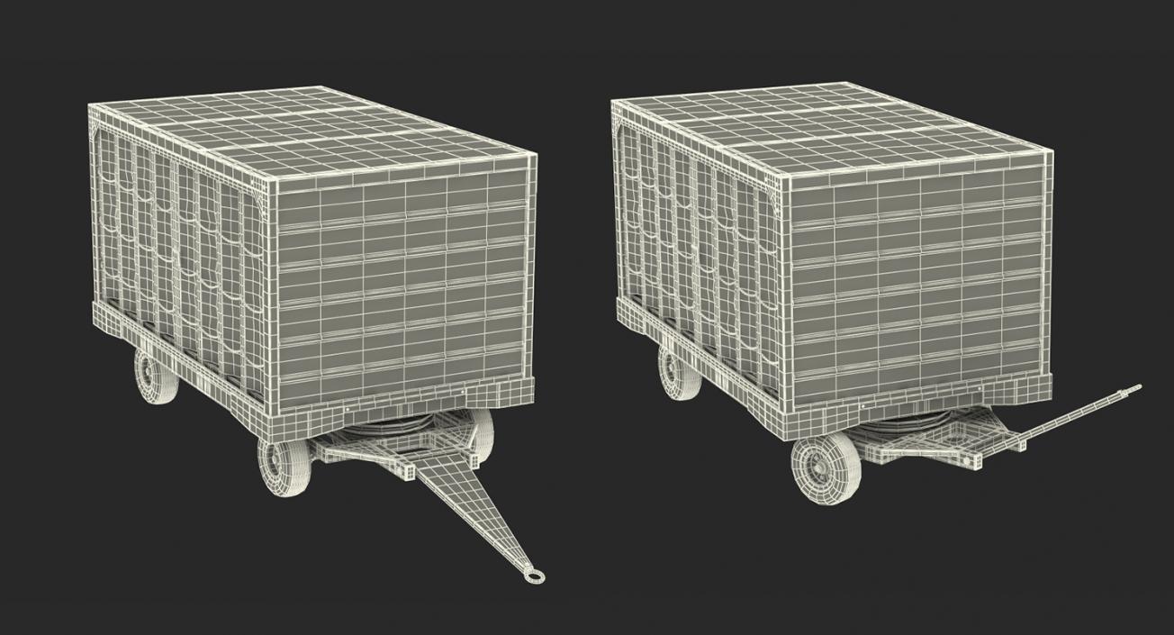 Airport Closed Baggage Trailer Rigged 3D