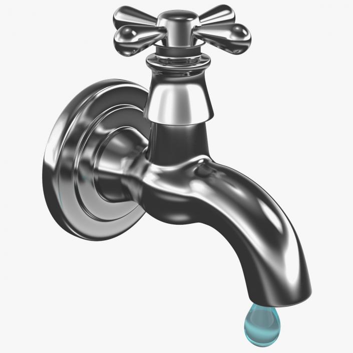 Iron Faucet with Water Drop 3D