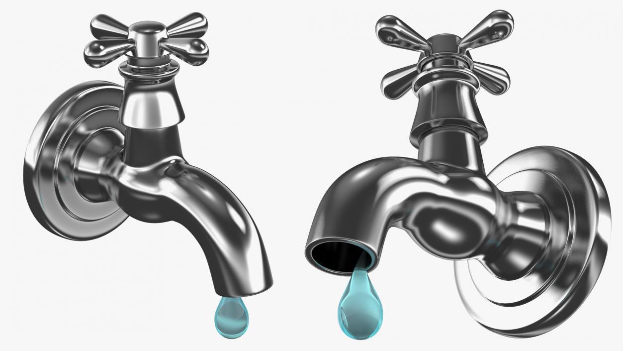 Iron Faucet with Water Drop 3D