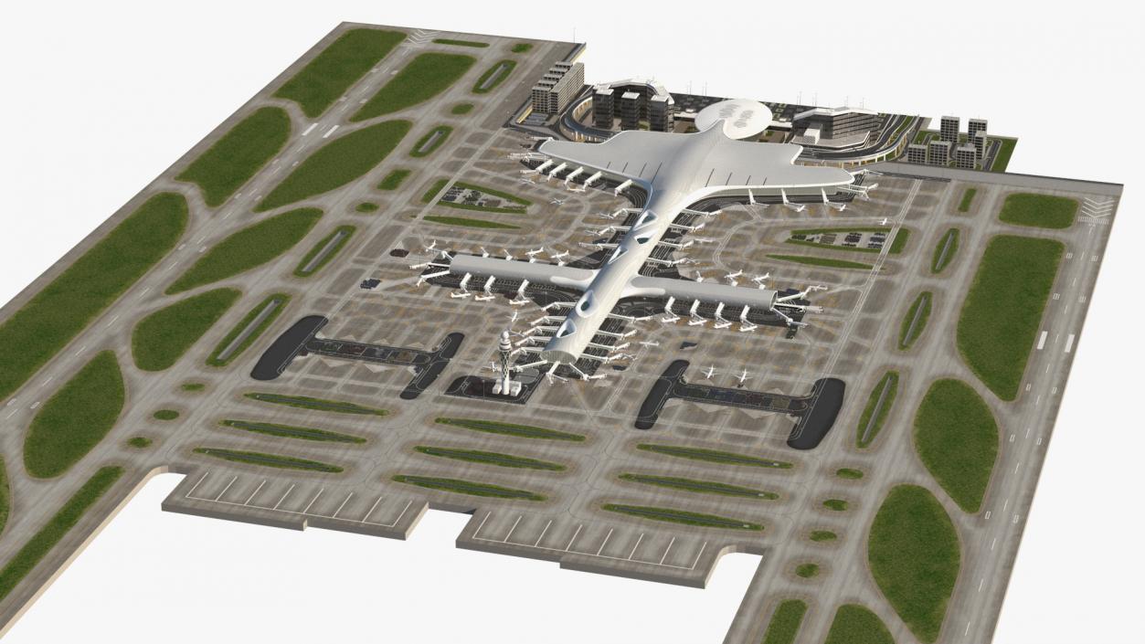 Airport Infrastructure with Aircrafts 3D