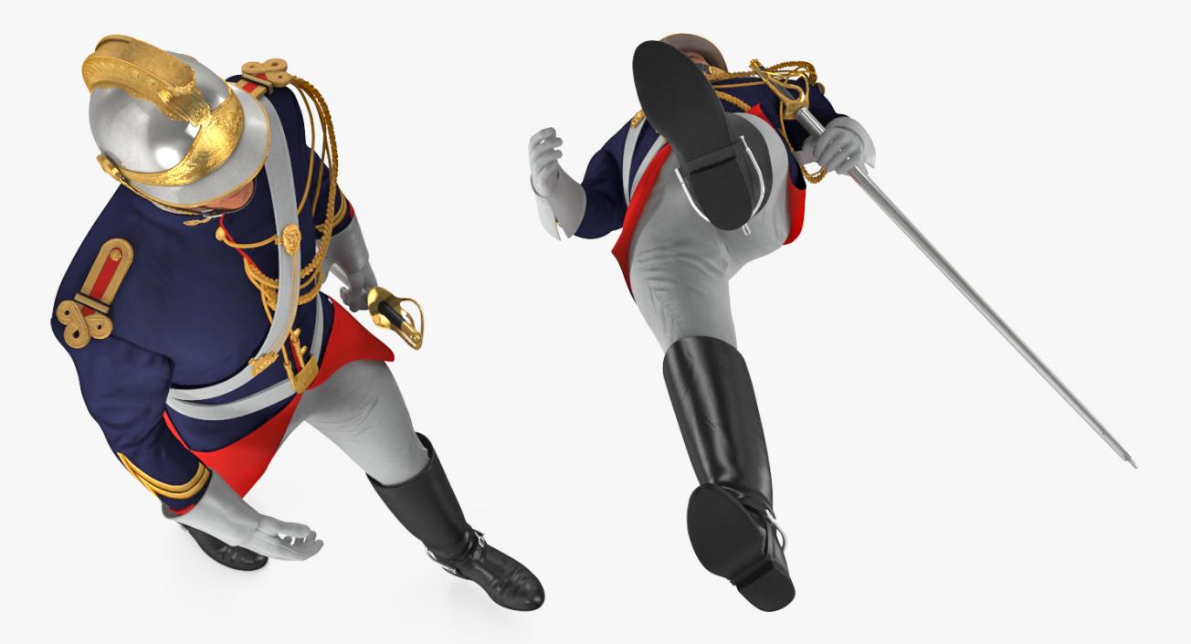 French Cuirassier Officers Walking Pose 3D model
