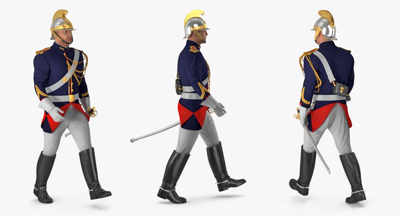 French Cuirassier Officers Walking Pose 3D model