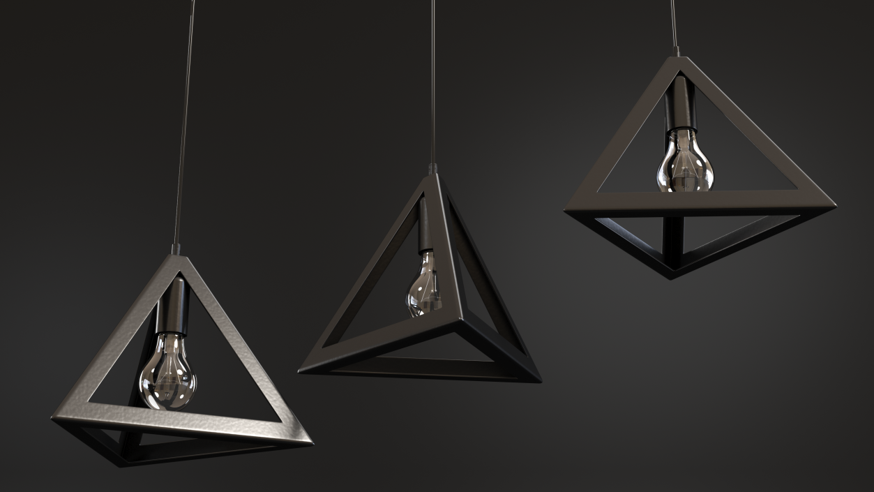Pendant Lights Pack of Three Black 3D model