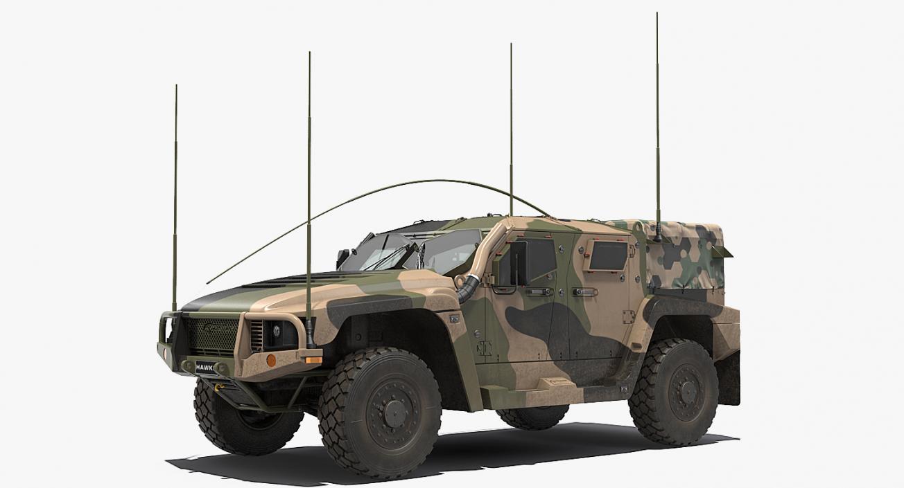 3D Hawkei PMV 4x4 High Mobility Protected Vehicle Rigged model
