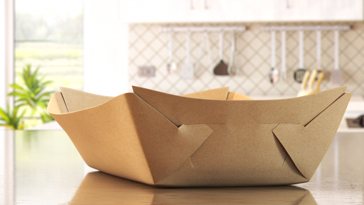 Disposable Brown Paper Food Tray 3D