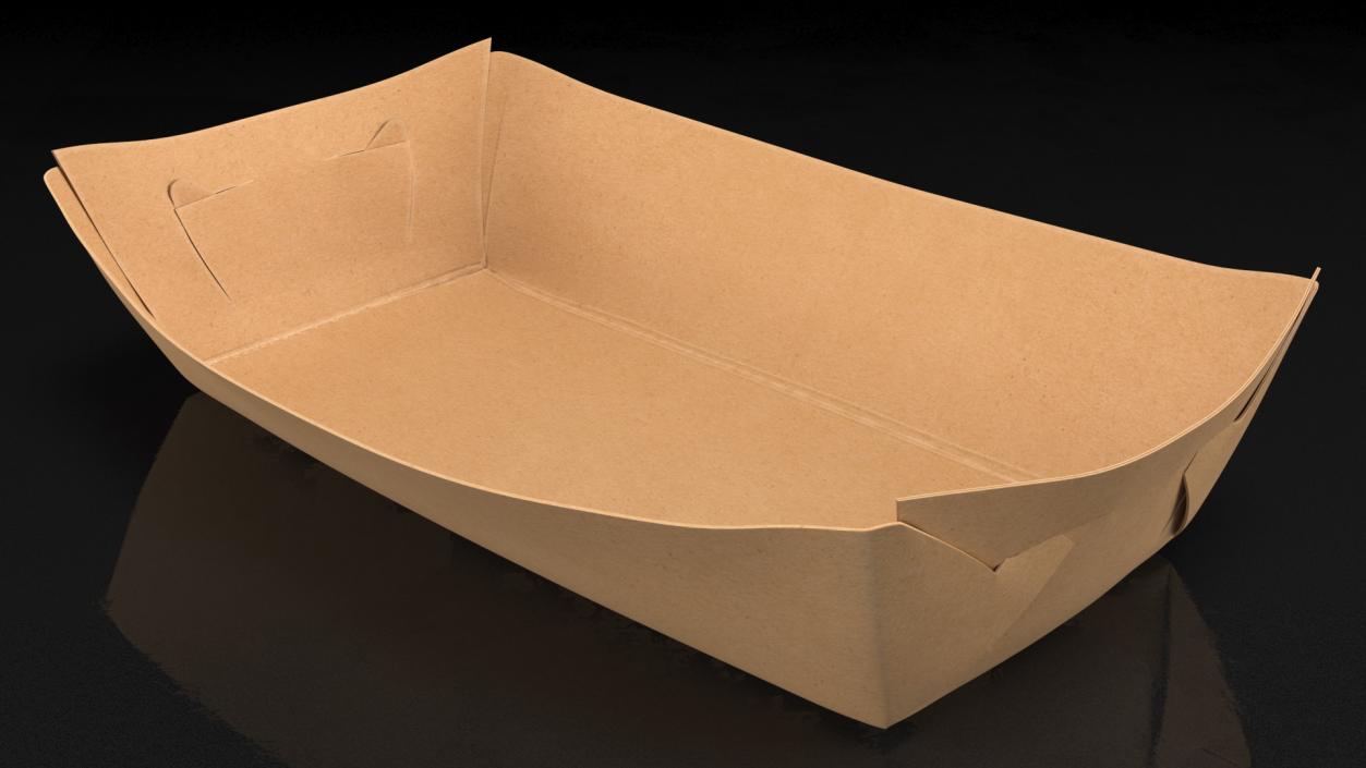 Disposable Brown Paper Food Tray 3D