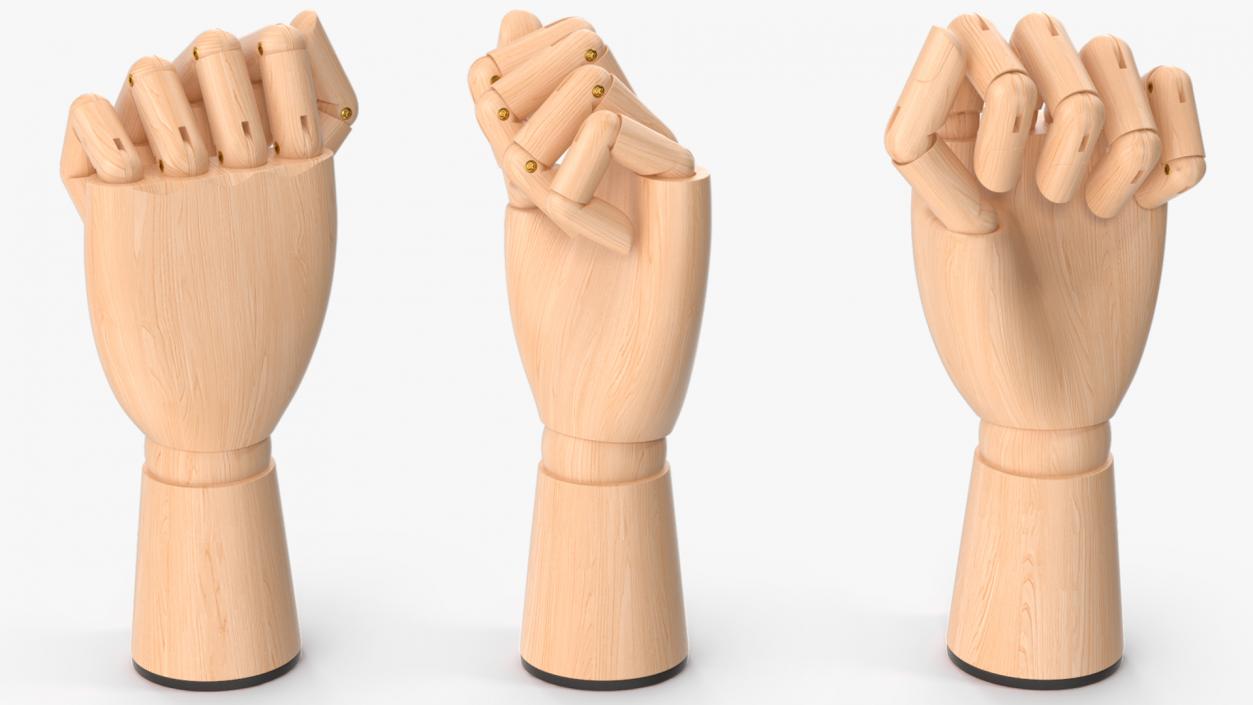 3D Wooden Hand for Drawing Fist Pose model