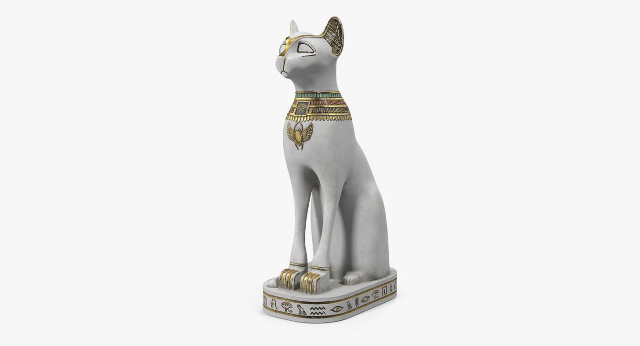 3D Ancient Egyptian Cat Statue White model
