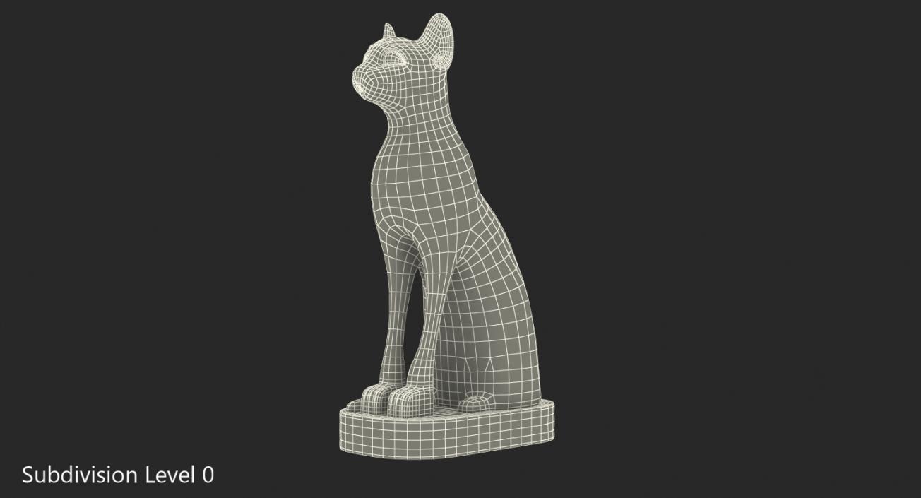 3D Ancient Egyptian Cat Statue White model