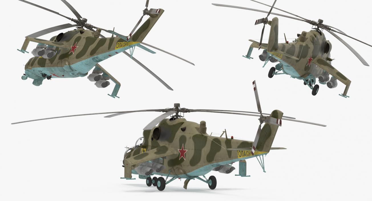 3D Russian Attack Helicopter Mil Mi-24B