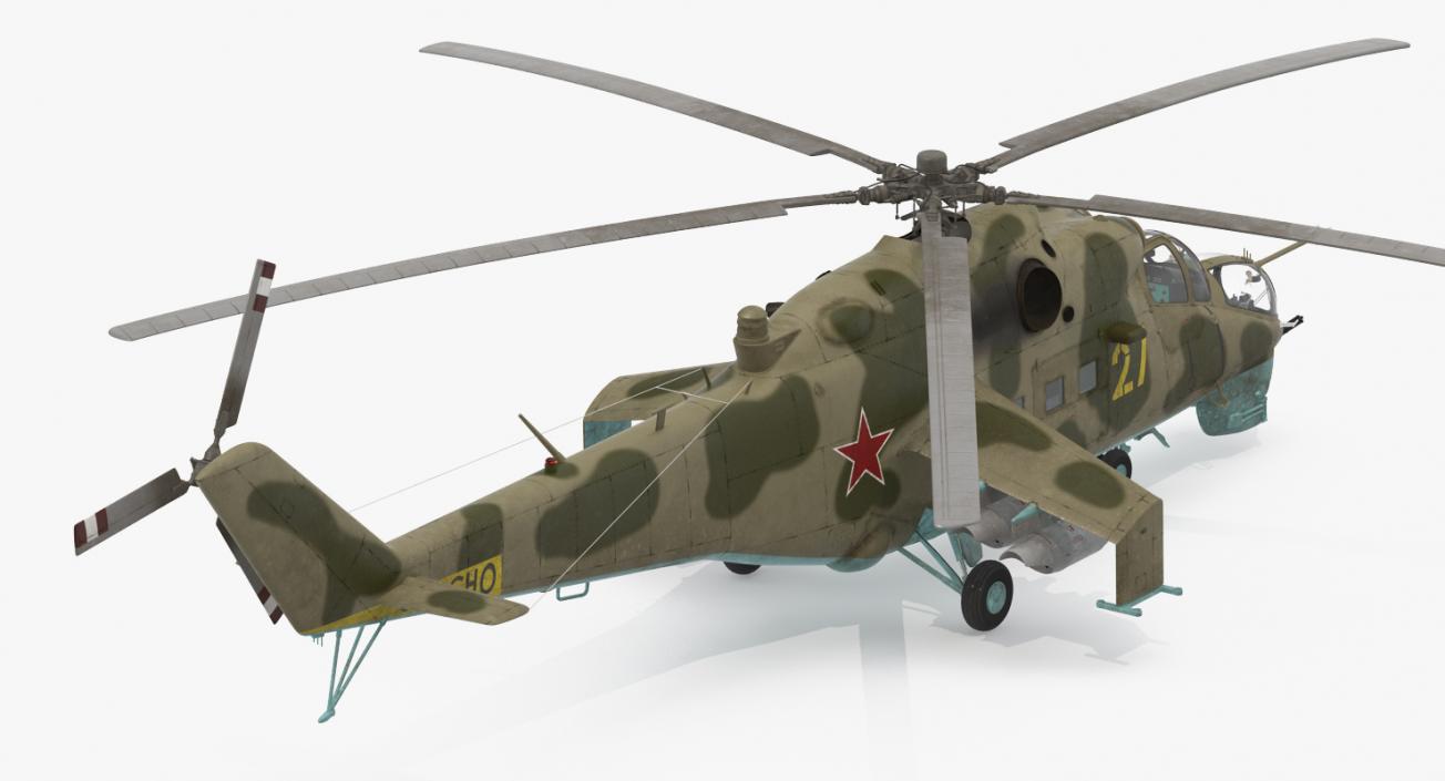 3D Russian Attack Helicopter Mil Mi-24B